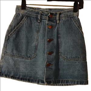 Denim Button-Front Skirt